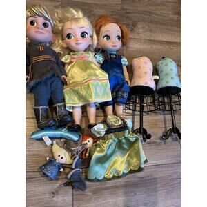 Disney Anna and Elsa Talking Dolls, Kristoff Doll Bundle - used